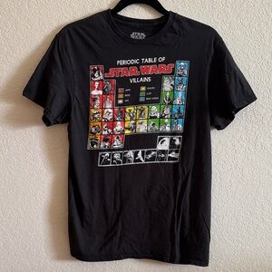 Star Wars Black Periodic Table of Villains Tee Shirt Top Size Medium